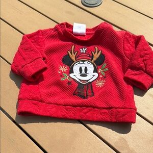 6:9m VTag baby girl, Disney red quilted cableknit pattern sweatshirt, Christmas